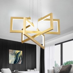Lustra LED cu telecomanda ,Suspendata 73W, 3 Elemente, lumina Rece/Calda/Neutra, Dimabila, Inaltime Reglabila, Auriu ModernLight Concept