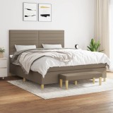 Cumpara ieftin Pat continental cu saltea, gri taupe, 180x200 cm, textil
