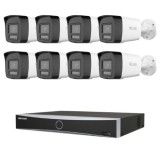 Sistem supraveghere IP Hikvision cu 8 camere 6MP, audio, alarma si NVR 4K