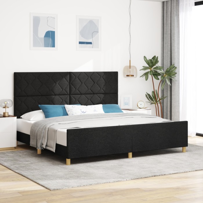 vidaXL Cadru de pat, negru, 200x200 cm, textil