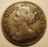 Moneda Argint Anglia Anne 6 Pence 1711, 2.9g, Marea Britanie, Medievala