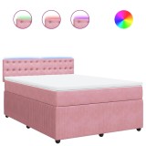 Cumpara ieftin Pat box spring cu saltea, roz, 140x200 cm, catifea