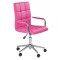 Scaun birou ergonomic, HM Gonzo 2, cadru cromat, tapiterie piele ecologica, mecanism de balans, roti pivotante, 90 kg, roz
