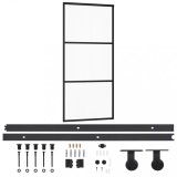 Ușă glisantă cu set feronerie, 90x205 cm, sticlă ESG/aluminiu