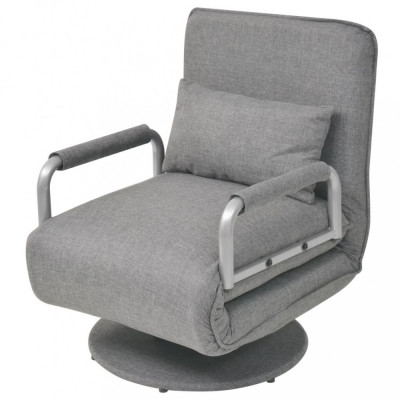 Scaun pivotant și canapea extensibilă, gri deschis, textil foto