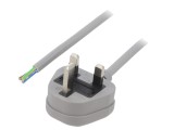 Cablu 3x1mm2 cu BS 1363 (G) mufă, 3m, gri, 13A, 250V - LIAN DUNG
