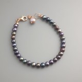 Cumpara ieftin Brățară Perle Cultură Gri Argint 925 Fantasy, Reglabilă 18-23cm, Placată Aur Roz, Made in Italy