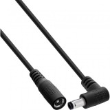 Cablu prelungitor alimentare DC 5.5x2.1mm M-T drept/unghi 1m Negru, InLine IL26901L