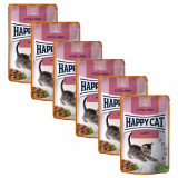 Happy Cat Meat In Sauce Kitten &amp;amp; Junior Land-Ente 6 x 85 g