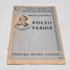 Carte de colectie anul 1943 POEZII - FABULE Grigore Alexandrescu