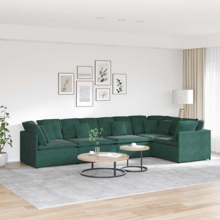 vidaXL Canapea modulară cu perne, verde &icirc;nchis, catifea