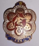 CY - Insigna ARADEANCA "Concursul Formatiilor Teatrale si Muzical Coregrafice de Amatori 1974" RO comunism (RSR) / 3 cm x 3,50 cm 10 g / Stare!