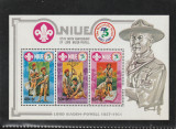 Niue 1983-Cercetasi,Comemorare Baden-Powell,,bloc 3 val.dantelate,MNH,Mi.Bl.64, Organizatii internationale, Nestampilat