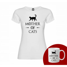 &quot;Mother of cats&quot; Set Personalizat &ndash; Tricou + Cană Negru XXL