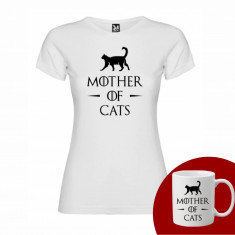 "Mother of cats" Set Personalizat – Tricou + Cană Alb M