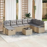 vidaXL Set de canapele pentru grădină 9 pcs Bej Rattan poli 3360571