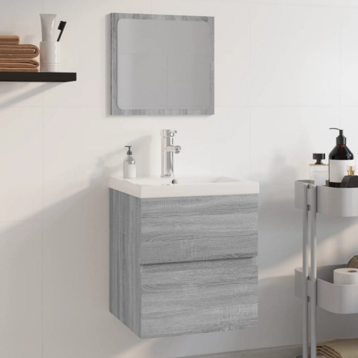 vidaXL Set de mobilier de baie, gri sonoma, lemn prelucrat 3152865