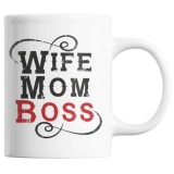 Cana alba personalizata &quot;WIFE, MOM, BOSS - Sotie, Mama, Sefa&quot;, INOVATIX&reg;. 330ml, Oem