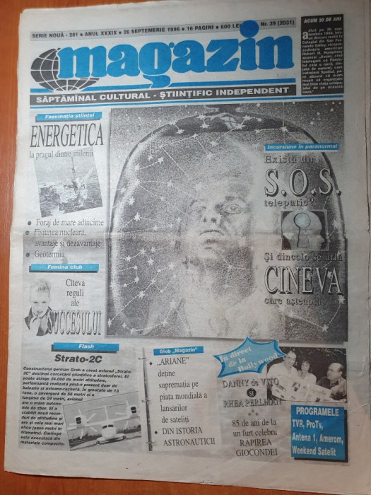 ziarul magazin 26 septembrie 1996-articol despre danny de vito si rhea perlman
