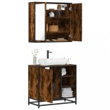 VidaXL Set mobilier de baie, 2 piese, stejar fumuriu, lemn prelucrat