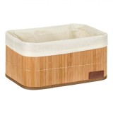 Coș de Depozitare, Home, Bambus, Căptușeală Bej, 32x22x16cm