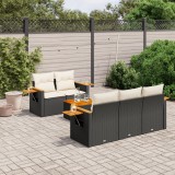 vidaXL Set mobilier de grădină cu perne, 6 piese, negru, poliratan 3226623