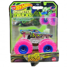 Masinuta Monster Trucks, Hot Wheels, Glow in the Dark, 1:64, Rodger Dodger, HWC91