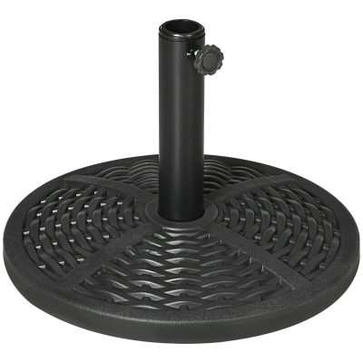 Suport pentru umbrela 38-48 mm, rotund, HDPE, imitatie ratan, negru, 45x33 cm foto