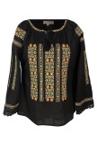 Bluza tip ie dama B24N, negru/portocaliu, marime XL, Bumbac
