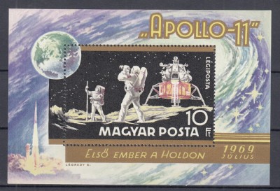 UNGARIA 1969 COSMONAUTICA APOLLO 11 BLOC MNH foto