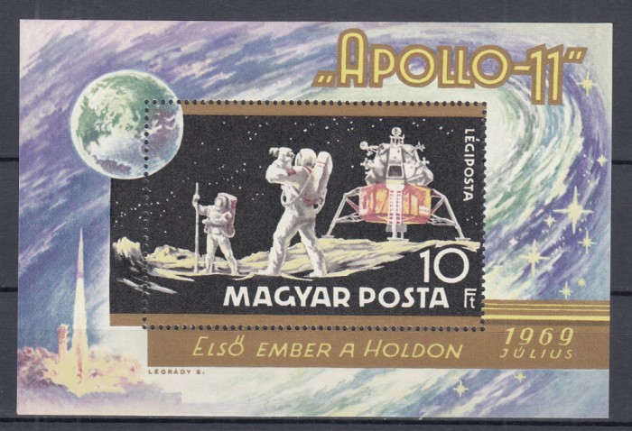 UNGARIA 1969 COSMONAUTICA APOLLO 11 BLOC MNH