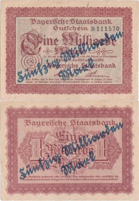 1923 (20 Septembrie), 50.000.000.000 Mark (Keller 3657.i) - (Bayern, Germania) foto