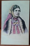 Carte postala, tiganca in costum traditional, perioada interbelica