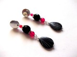 cercei sidef lacrima ,agate fucsia si onix 42180