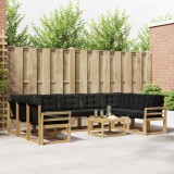 vidaXL Set de canapele de exterior cu pernă 10 pcs Alb și negru 3389886