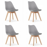Set 4 scaune bucatarie/living, Artool, Mark, PP, lemn, gri, 49x42x82 cm