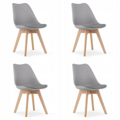 Set 4 scaune bucatarie/living, Artool, Mark, PP, lemn, gri, 49x42x82 cm foto