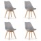 Set 4 scaune bucatarie/living, Artool, Mark, PP, lemn, gri, 49x42x82 cm