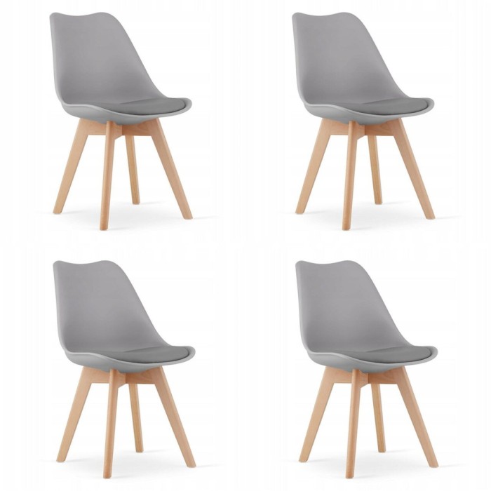 Set 4 scaune bucatarie/living, Artool, Mark, PP, lemn, gri, 49x42x82 cm
