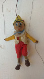 Pinochio marioneta teatru papusa de lemn veche jucarie de colectie + bonus
