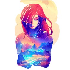 Sticker decorativ, Fata, Multicolor, 60 cm, 7573ST foto