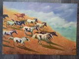 A. Bellomi &ndash; &bdquo;Cai alerg&acirc;nd la vale&rdquo; &ndash; ulei pe placaj, 70 &times; 49,5 cm