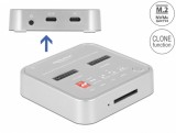 Docking station pentru SSD 1 x M.2 NVMe + 1 x M.2 SATA functie de clona + cititor de carduri, Delock 64138