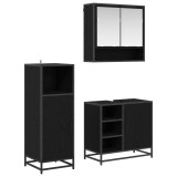 vidaXL Set de mobilier pentru baie 3 pcs Stejar Negru Lemn compozit 3402344