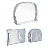 Set 3 Portfarduri Argintii pentru Cosmetice, CMCLASS