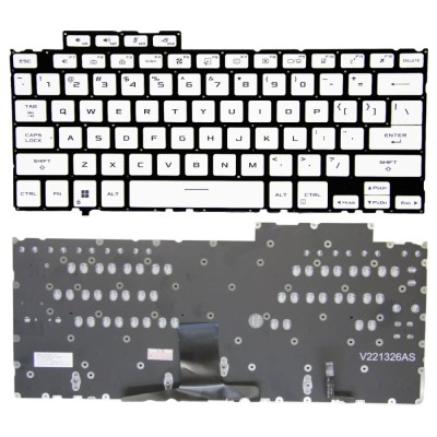 Tastatura Laptop Gaming, Asus, ROG Flow X13 GV302V, GV302VU, GV302X, GV302XA, GV302XI, GV302XV, GV302XU, iluminata, alba, layout US foto