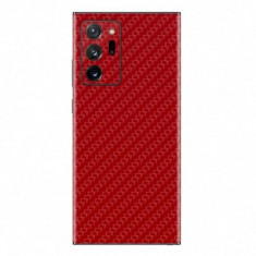 Set Folii Skin Acoperire 360 Compatibile cu Samsung Galaxy Note 20 Ultra 5G (Set 2) - ApcGsm Wraps Carbon Geranium Red