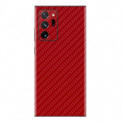 Set Folii Skin Acoperire 360 Compatibile cu Samsung Galaxy Note 20 Ultra 5G (Set 2) - ApcGsm Wraps Carbon Geranium Red foto