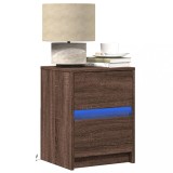 vidaXL Noptiere cu lumini LED, 2 buc., stejar maro, lemn prelucrat