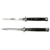 Set 2 Briceaguri Automate IdeallStore Italian Stiletto, Otel Inoxidabil 440C, Negru/Lemn, 33cm/24.5cm, Vanatoare/Pescuit